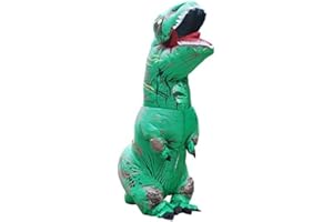 JASHKE Traje Inflable Disfraces de Dinosaurios Traje de Trex Disfraz de Halloween Disfraz de Adulto (Verde)