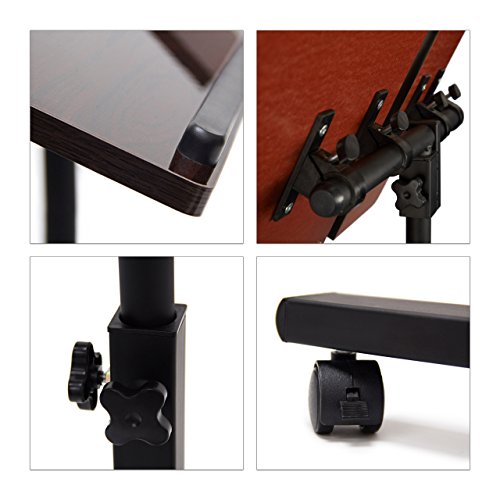 Relaxdays Laptoptisch höhenverstellbar HBT 95 x 60 x 40 cm Notebook Ständer auch für Linkshänder Sofatisch Beistelltisch mit Rollen und Ablage für Maus mit 2 Stopp-Leisten, Ebenholz, schwarz - 7