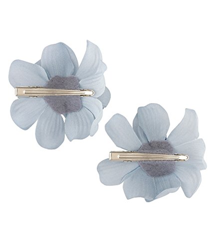 SIX „Festival“ 2er Set Doppelpack silberne Haarspangen mit blauen Blumen Blüten (329-863) - 3