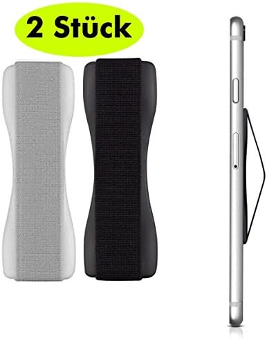 2x Finger Bracket for Smartphones and Tablets – For Improved Hand Control in Black and Silver Finger Holder for iPhone/Samsung/HTC/Huawei with 3 M Sticker.