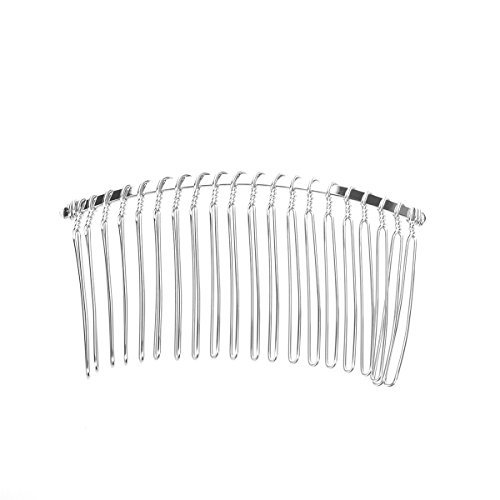Tinksky 3pcs Bridal Wedding Veil Combs DIY Metal Wire Hair Clip Combs 7.8cm 20 Teeth Silver