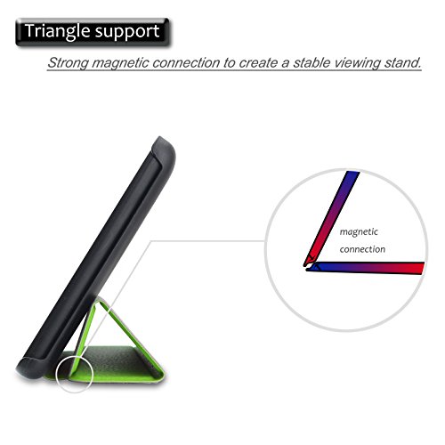 Amazon Fire 7-Hülle (7-Zoll-Tablet, 7. Generation – 2017) – Infiland Ultra Dünn Tri-Fold Muschel PU Leder Ultra Schlank Superleicht Ständer Shell Cover Schutzhülle Etui Tasche für Das neue Fire 7 (2017), 17,7 cm (7 Zoll) Display Tablet(Grün) - 6