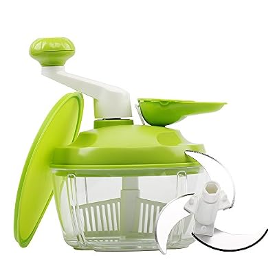 Lekoch Coupe-légumes LEKOCH, houes Maunell, fruits et oignon broyeur multi 1500 ML, avec trois couteaux en acier inoxydable (Grand)