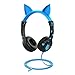 Price comparison product image Kids Headphones, iClever BoostCare Volume Limiting Children Headphones Over Ear Cat-Inspired Adjustable Stereo Baby Headphones for Surface iPod iPhone iPad mini iPad Air Tablets PC MP3, Blue