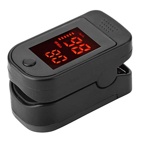 Preisvergleich Produktbild Finger-Pulsoximeter, tragbares LED-Display, Fingerspitzen-Pulsoximeter, Blutsauerstoffsättigung, mit Tragetasche für Kinder und Erwachsene Free Size Schwarz