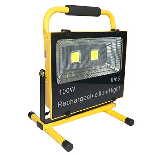 Preisvergleich Produktbild HENGMEI 100W LED Fluter Akku Baustrahler Arbeitsleuchte Strahler Flutlicht Scheinwerfer handlampe für Camping (100W KaltWeiß)
