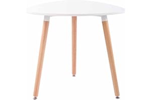 CLP Tavolo Cucina Scandinavo Abenra In MDF E Legno Di Faggio I Tavolino Bar Triangolare Moderno Con Piedini Regolabili Alt 75CM, Colore:bianco, Dimensione:80 cm