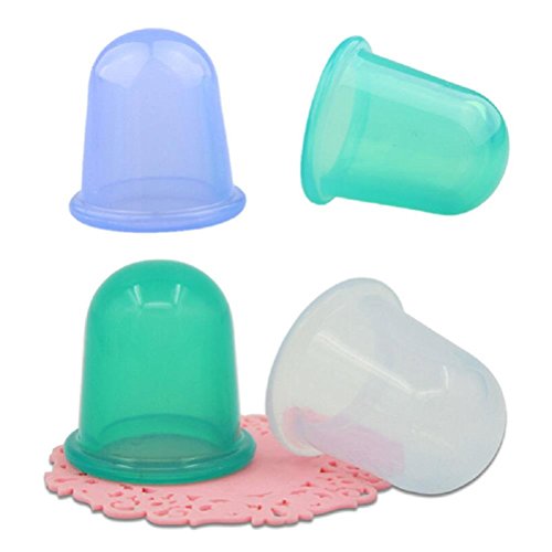 2 StückSilikon Schröpfen Cup Schröpfglocken aus silikon für Vakuum Massage Silicone Massage Vacuum Body and Facial Cups Set Anti Cellulite Cup-Grün - 3