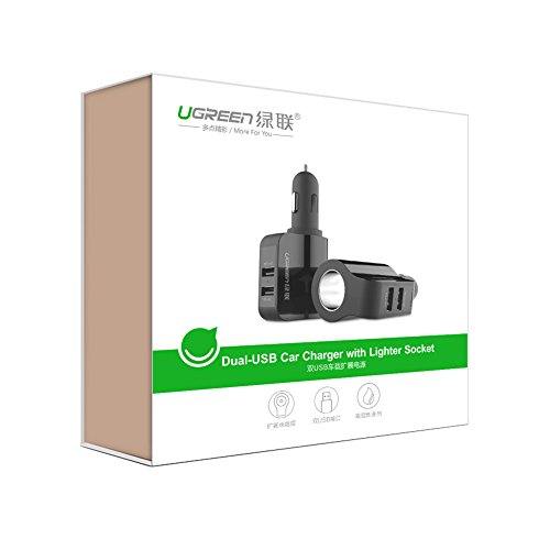 UGREEN-60W-Cigarette-Lighter-Socket-34A-Dual-USB-Car-Charger-Adapter-with-Extra-Fuse-Tube-Charging-for-iPhone-X-8-8-Plus-Samsung-Galaxy-S8-S8-Note-8-Sony-XZ-XZ-Premium-Dashcam-GPS-etc