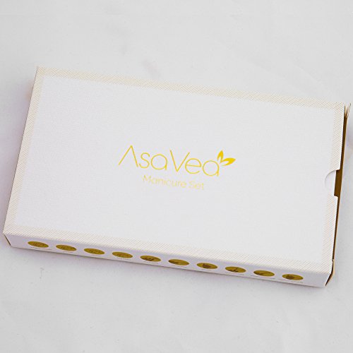 Professionelles Tragbares Maniküre Set. Von AsaVea für Männer/Frauen mit Edelstahlequipment, 12 Stück, inclusive 3 verschiedene Nagelknipser, Nagelschere, Augenbrauen Pinzette, Nagelhaututensilien, sowie Ohrenpflücker. Auch nutzbar für Pediküre. - 6