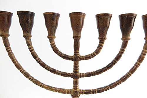 Leuchter BRAUN RUSTIKAL 29cm Jüdischer Kerzenleuchter Menorah Messing Chanukka - 4