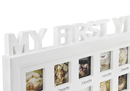 Baby Bilderrahmen Kinder Fotorahmen „My First Year“ 12 Fotos mit Fotorahmen Feierlichkeiten Große Erinnerung Baby Geburtsgeschenk für ersten Jahrestag Taufen Geburtstage - 7