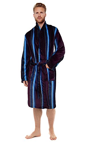 Hombre Ultra-morbido Bata de casa de Forro Polar Albornoz Bata Hombre cálido Invierno Estilo Burgundy/Blue/Navy Large/X-Large