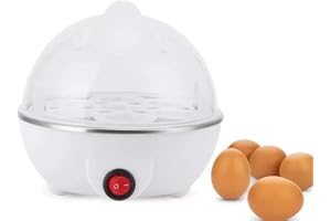 Ccarzzi Egg Boiler Multi Electric Egg Cooker with Small Measuring Cup, Up to 7 Egg Capacity, for Soft Dippy, Hard & Poached Eggs (White)