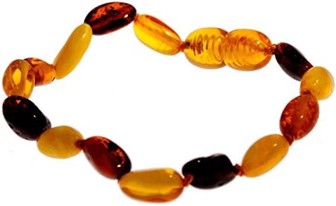 100% Genuine BEAN MIX Amber Anklet/Bracelet Knotted from UK Dristriibutor 11 CM