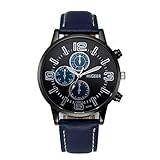 IG Invictus Klassische Herrenuhr Armbanduhr Lederband Quarz Casual Uhren MIGEER Gürteluhr Mi Geer G2065 Uhr Meter ge 'Blau