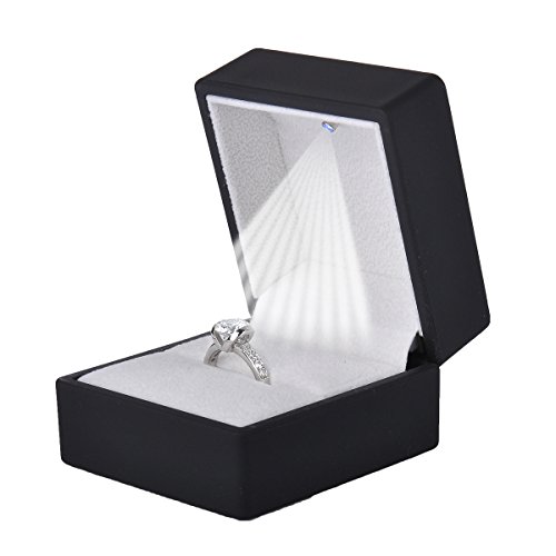 Preisvergleich Produktbild HOUSWEETY Led- Schmuckkästchen Ringschachtel Ringetui Ringbox 6cmx6.4cm (SCHWARZ)