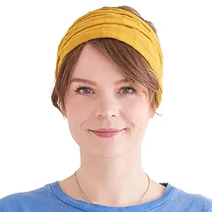 CHARM Wide Headband Bandana for Women - Mens Large Hair Turban Head Wraps Boho Band Mustard