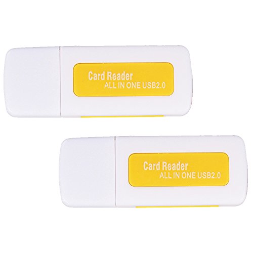 COM-FOUR® All in One Kartenleser USB 2.0 Stick SD SDHC Micro MS M2 TF Mini SD MS Pro (2er Set: Weiß/Gelb/)