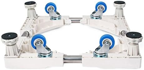 Qiangzi Adjustable Base Stand White Appliance Roller Base Washing Machine Floor Trays Heavy-Duty Special Base Cookers Fridges 4 Feet 4 Wheel 500kg Load for Bathroom Kitchen
