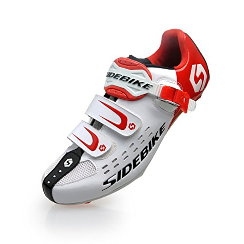 TXJ Scarpe da Ciclismo su Strada Bianco/Rosso (Si Prega di Scegliere Una Taglia più Grande del solito Indossare)