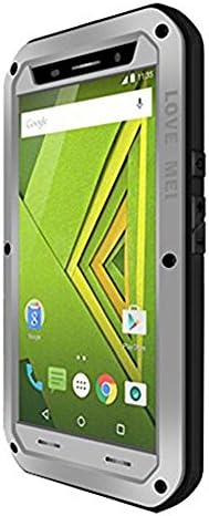 Moto X Play Case, Gorilla Glass LOVE MEI Aluminum Alloy Protective Metal Water Resistant Shockproof Military Bumper Heavy Duty Cover Shell Case for Motorola X Play (Silver)