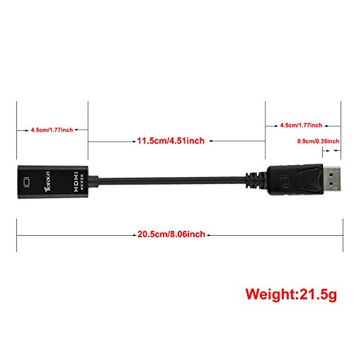 TOFOCO DP auf HDMI, 4K * 2K Displayport auf HDMI High Speed-Adapter mit Audio (Stecker zu Buchse) für Tabelle PC, Laptop , HDTV, Heimkino, Projektor in Schwar - 5