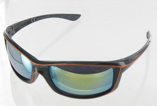 Mens Gents Designer Fashion Sunglasses Shades with Free Hard Case - Yellow Lens and Black &amp; Orange Frame