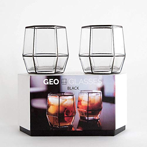 Root 7 Set of 2 Geo Tumbler Glasses in Black