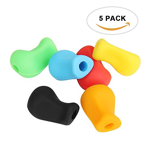 HOMMINI Pack of 5 Ergonimic Pencil Grips for Children, Soft Silicone Handwriting Pen Grips Holder Assorted Colors(Random)