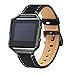 Produktbild Xshuai Luxus Leder 22cm Uhr Streifen Band Metall Schutzhülle Handschlaufe + Metall Rahmen für Fitbit Blaze Smart Watch (Beige Kaffee Schwarz) (Schwarz)