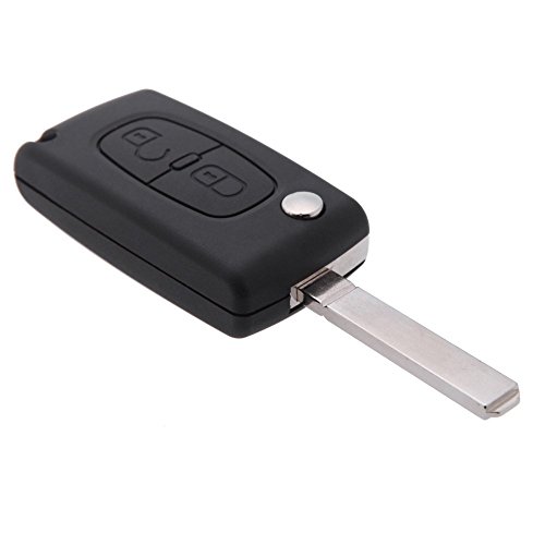 SODIAL(R) Remplacement flip cle de voiture a distance Etui coque pour CITROEN C2 C3 C4 C5 C6 C8 2 Boutons Noir