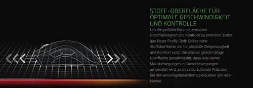 Razer Firefly Cloth Edition - Alfombrilla de rat  n Gaming  retroiluminaci  n RGB  Superficie de Tela  optimizada para Control y Velocidad de Juego 