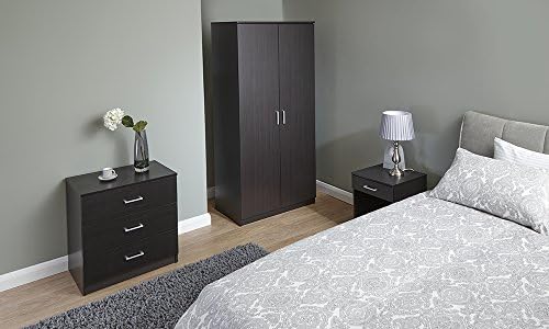 Panama Espresso 3 Piece Set Bedroom Furniture - Wardrobe, Chest, Bedside Cabinet (Dark Brown)
