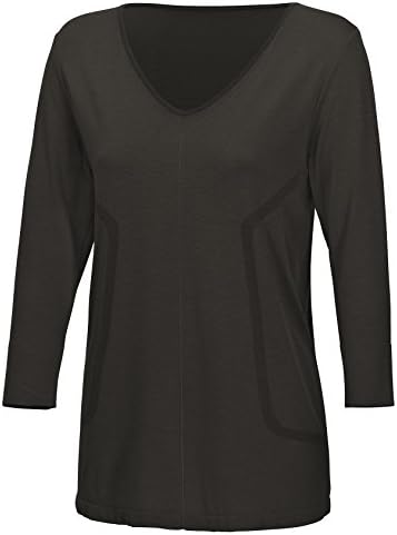 Sleep Shirt SUBRA │ Breathable and silky pajama shirt for women │ ¾ SLEEVES │ Seamlessly knitted – no disturbing seams │ three times softer than cotton | Nightwear with climate function (XL, Black)