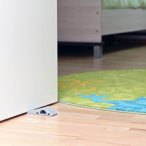 Stilemo Türstopper XXL – 2er Pack – Türkeil inklusive Halterung – Stapelbarer Fensterstopper aus Gummi – Für Büro und Haushalt – Grau - 8