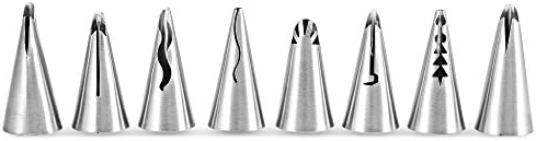 Cream Nozzles, Stainless Steel Butter Cream Lcing Piping Nozzles Baking Tools for Cake Cupcake Decoration (set of 8)