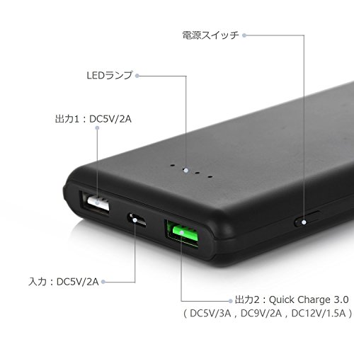 IVSO 10000mAh Quick Charger QC 3.0 Ultra Kompakt Dual USB Portable Powerbank Ladegerät Externer Akku Li-Polymer-Akku für iPhone 6/6 Plus/6s/6s plus/5/4, iPad Air 2, iPod touch 6g, Sony Xperia X Compact, Xperia XZ, Galaxy tab A 10.1 2016, Lenovo Yoga Book, Yoga Tab 3 Plus, Moto G4 / G4 Plus, Moto Z Play / Moto Z Android und Apple Geräte,Tablet-PCs (10000mAh, Schwarz) - 4