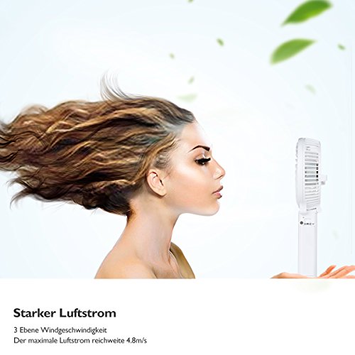 iEGrow USB Ventilator Leise Mini Handventilator Ventilatoren Lüfter mit Batterie Weiß - 7