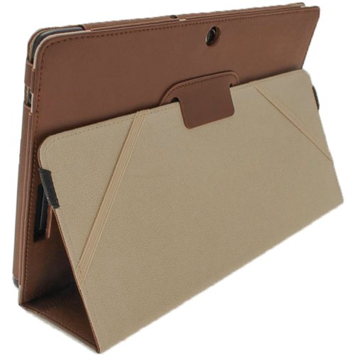 igadgitz ‚Portfolio‘ Braun PU Leder Tasche Schutzhülle Hülle Ledertasche Lederetui Etui Case für Asus Eee Pad Transformer & Keyboard Dock TF300 TF300T TF300TG & TF300TL 10.1″ Android Tablet - 5
