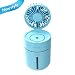 Produktbild QICENT USB Ventilator Tragbares mit Luftbefeuchter, 400ml Mini USB Ventilatoren mit Licht, DREI Windgeschwindigkeiten und 180°Drehung sind einstellbar. mit CE RoHS FCC-Zertifizierung. (Blau)