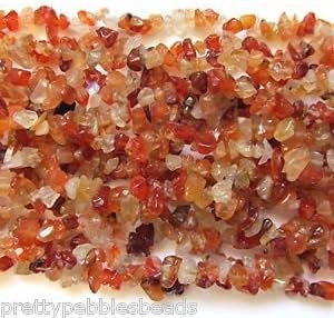 Pretty Pebbles Beads - 36" Strand Carnelian Gemstone Chip Beads 5mm - 8mm