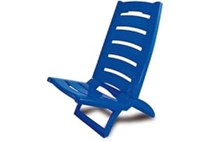 ADRIATIC Beach Chair Coloured Folding Plastic Low Deck Chair Sun Garden Sea Side (Blue - Set of 1)