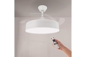 M mimotec - Ventilatore da soffitto con luce a LED Messe 72W Bianco, Telecomando e controllo dall'app, Basso consumo energetico, motore DC, 6 velocità, Silenzioso