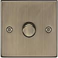 Knightsbridge CS2181AB 1G 2-way 10-200W (5-150W LED) trailing edge dimmer - Square Edge Antique Brass