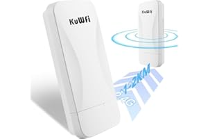 KuWFi Bridge wireless per rete punto-punto Outdoor CPE, frequenza 2,4GHz, velocità WiFi fino a 300Mbps, con antenna ad alto guadagno da 11dBi a doppia polarizzazione, portata fino a 1000m PTP/PTMP