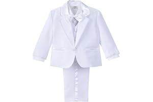 Lito Angels - Trajes para Bebe niño de Vestir Elegante Caqui, Conjunto de 5 Piezas de Traje Formal para Boda, Fiesta, Ceremonia y ocasión Especial