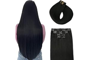 SURNEL Extensiones De Clip De Pelo Natural 100g 45cm 6 Piezas Negro Profundo Extensiones De Clip De Humano Real Extensiones Pelo Remy Natural(C#1-45cm)