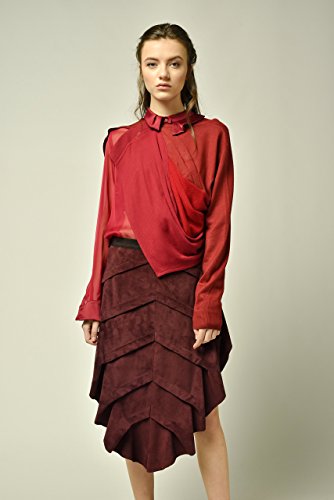 Burgundy Skirt With Genuine Leather Front Side Desertcart INDIA