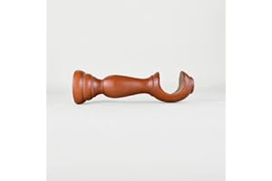 TENDAGGIMANIA Staffe per Tende 1 COPPIA - Per Bastoni per tende in Legno ∅ 35 MM - Colore: CILIEGIO -LUNGHEZZA 15 CM - Staffe con piastrina di fissaggio, viti e tasselli- 100% Legno Made in Italy